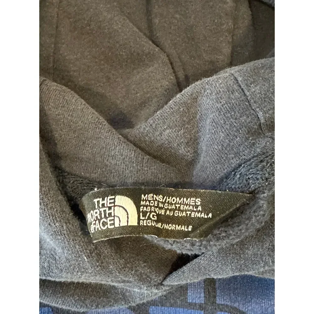 The North Face Men's Large Pullover Hoodie Sweatshirt Dark Gray Blue Logo Pocket
